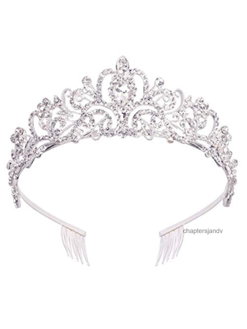 Crystal Tiara Crown with Combs Bridal Wedding Prom Hair Accessory